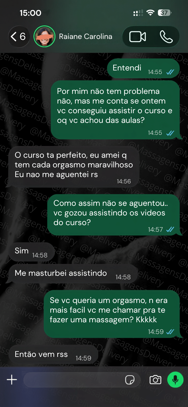 Depoimento Raiane dizendo que se masturbou assistindo as aulas do método cury de massagem tântrica